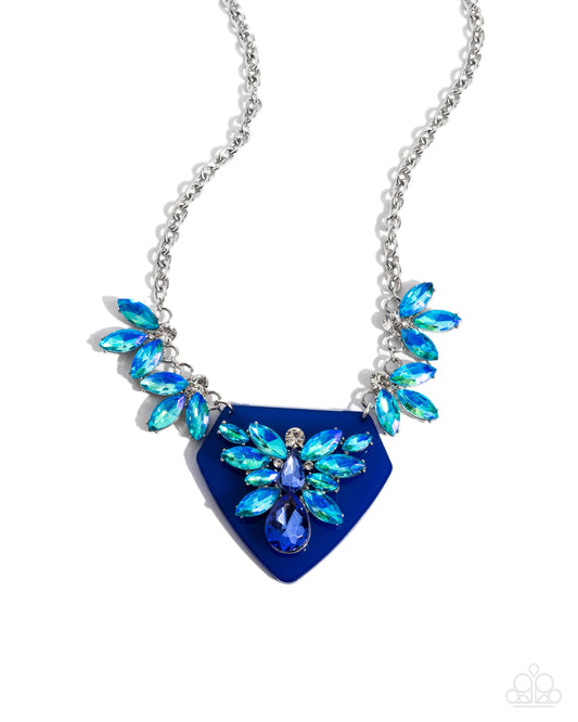 Scintillating Shield - Blue Necklace