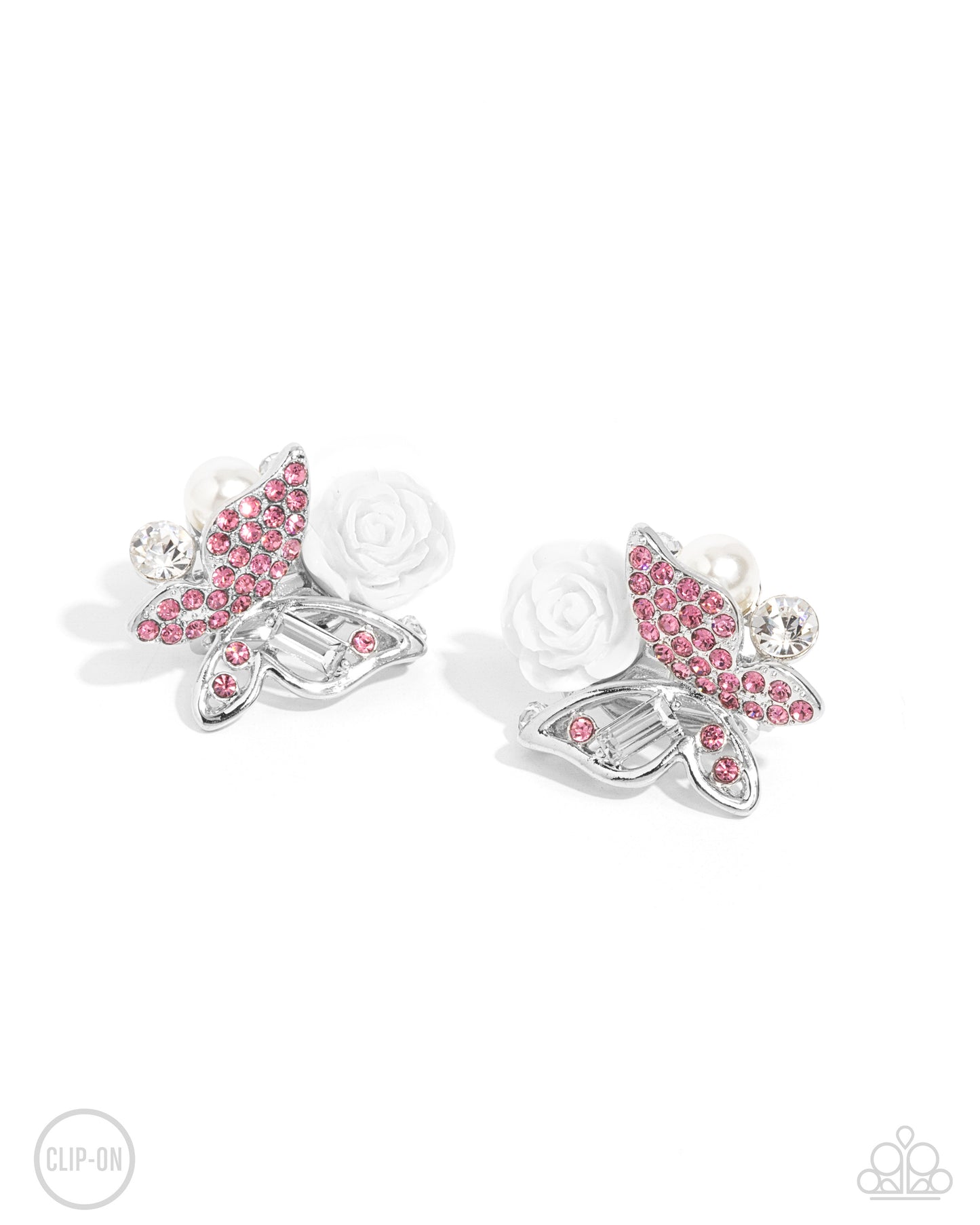 Fanciful Facade - Pink Clip On Earring