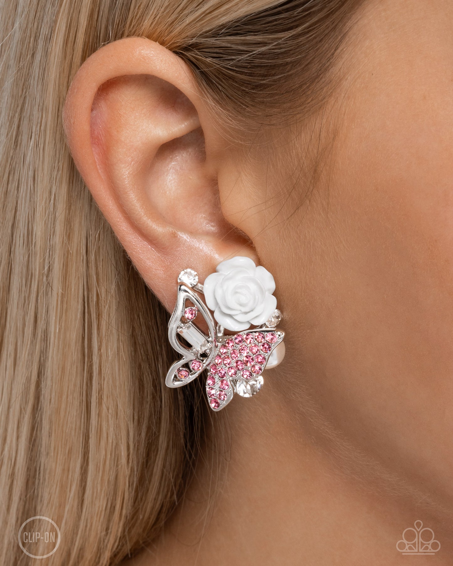 Fanciful Facade - Pink Clip On Earring