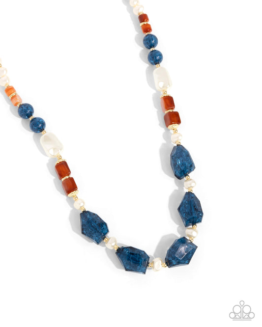 Crackling Chic - Blue Necklace