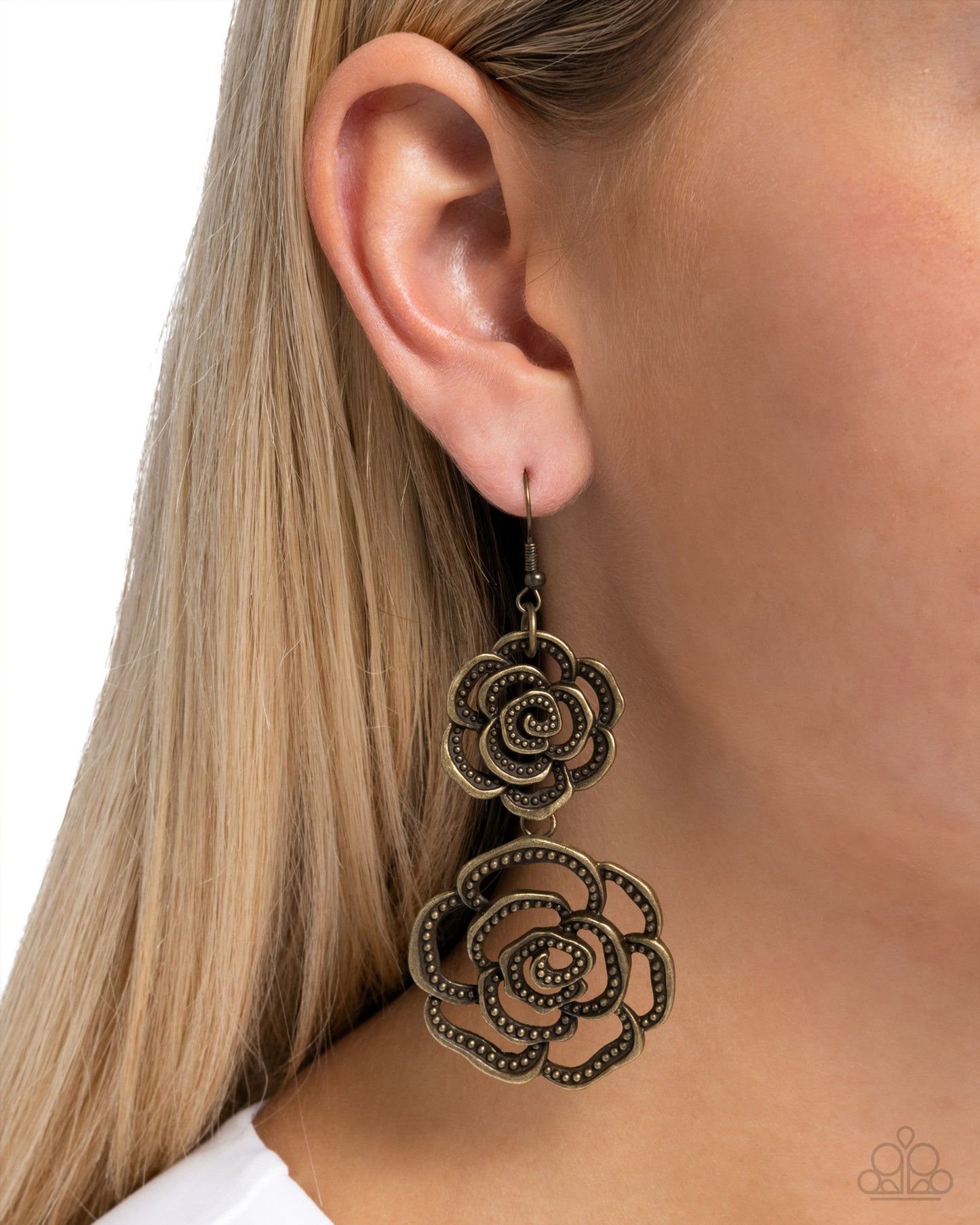 Reminiscent Rosette - Brass Earring