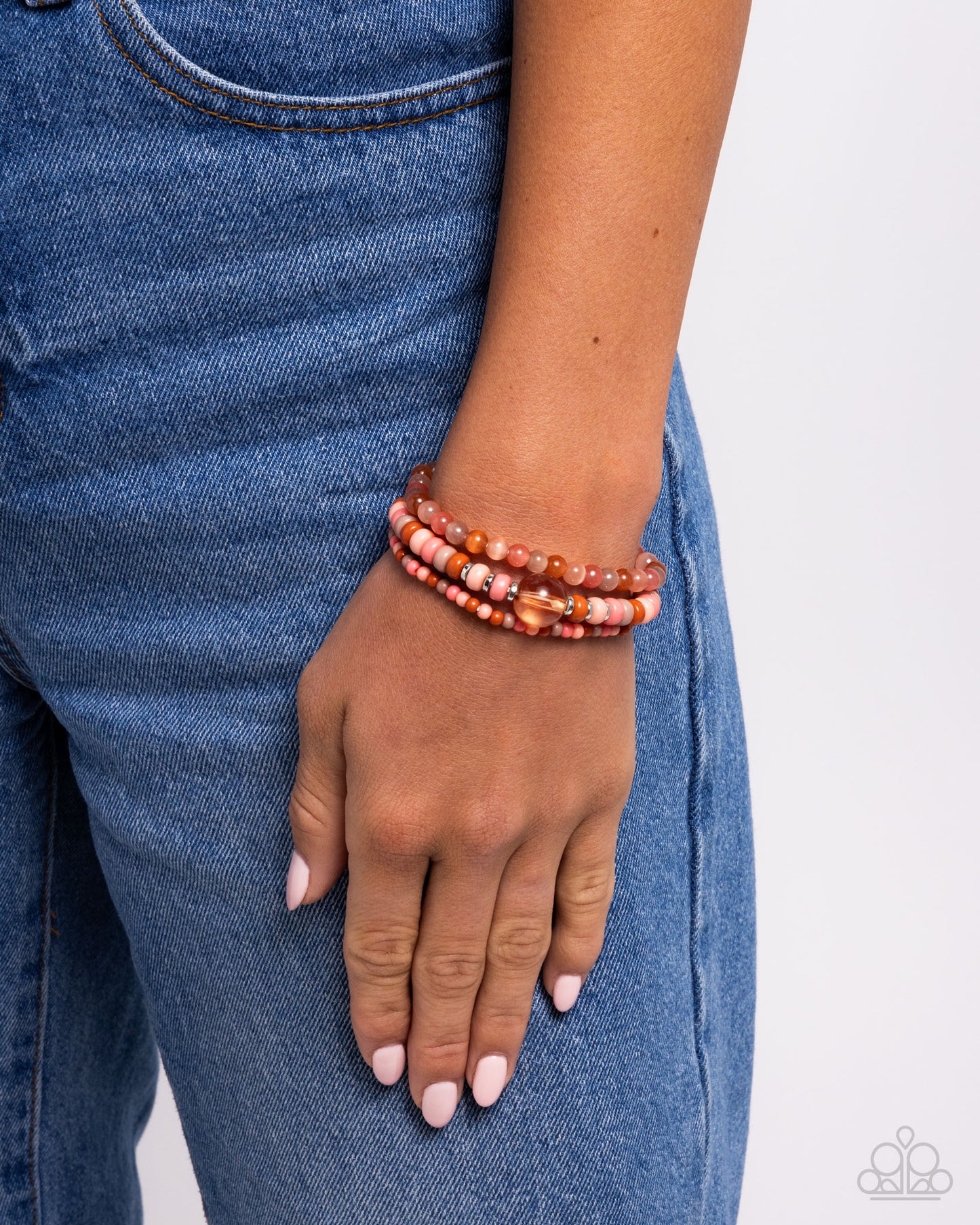 Seed Bead Stack - Orange Bracelet