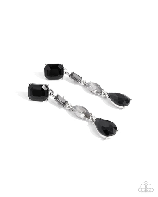 Cascading Class - Black Earrings