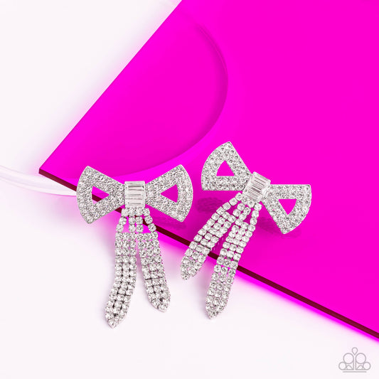 Just BOW With It - White Earrings - Life of the Party Exclusive - August 2023