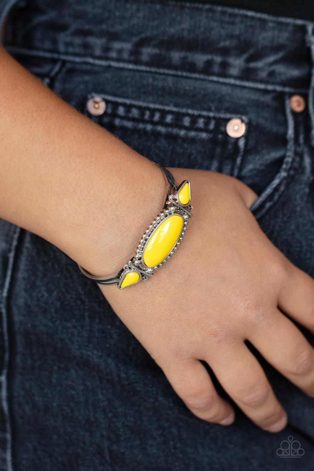 Tribal Trinket - Yellow Cuff Bracelet