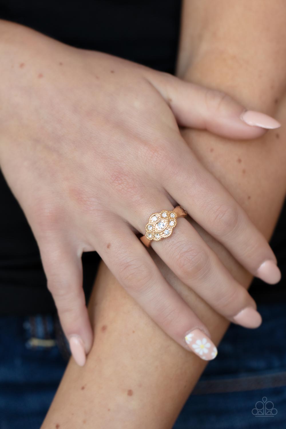 Floral Frou-Frou - Gold Ring