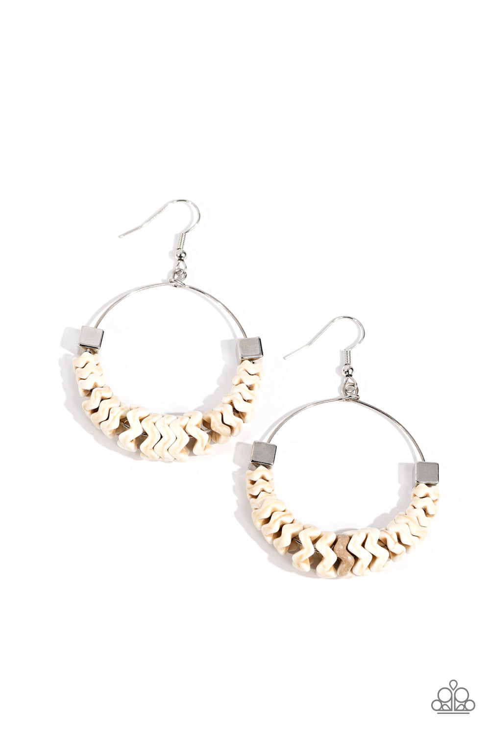 Capriciously Crimped - White Earring