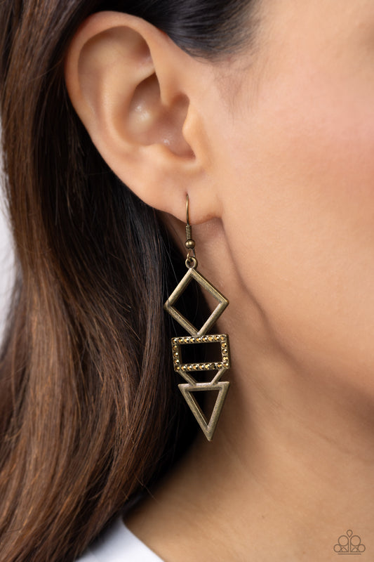 Glamorously Geometric - Brass Earring