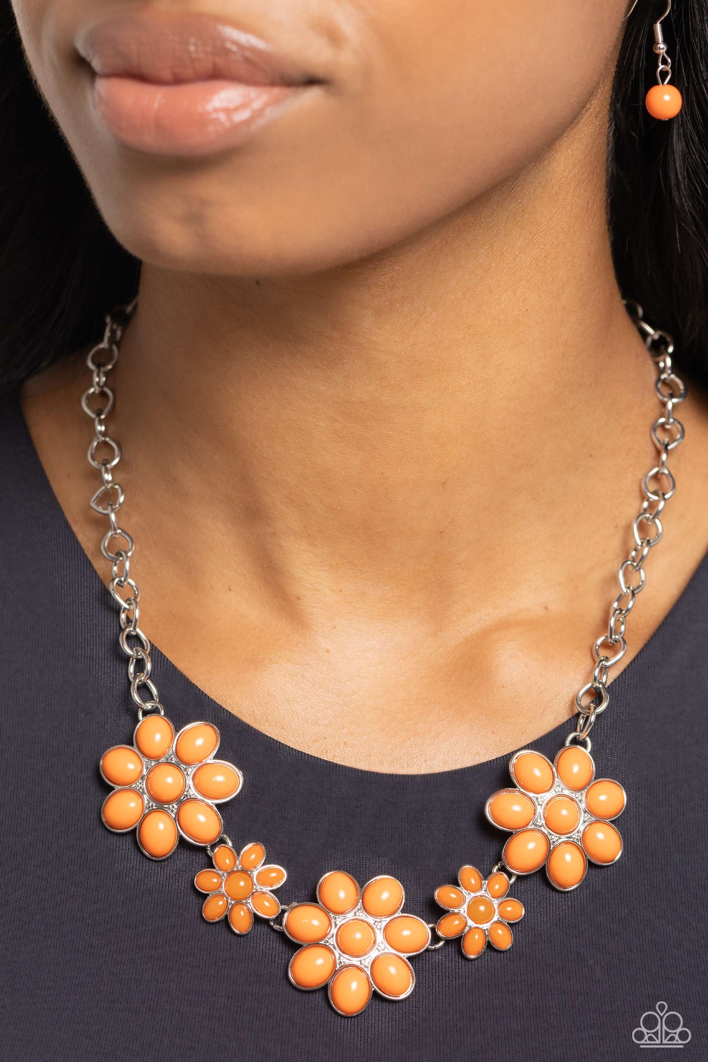 Flamboyantly Flowering - Orange Necklace