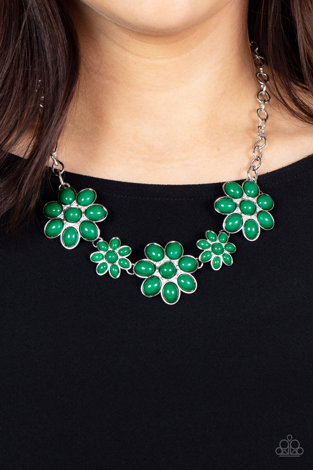 Flamboyantly Flowering - Green Necklace