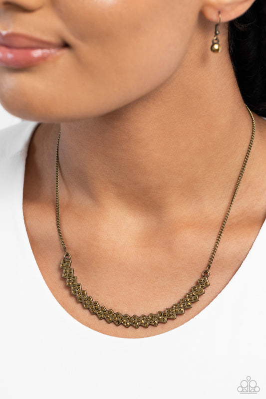 Dicey Demure - Brass Necklace