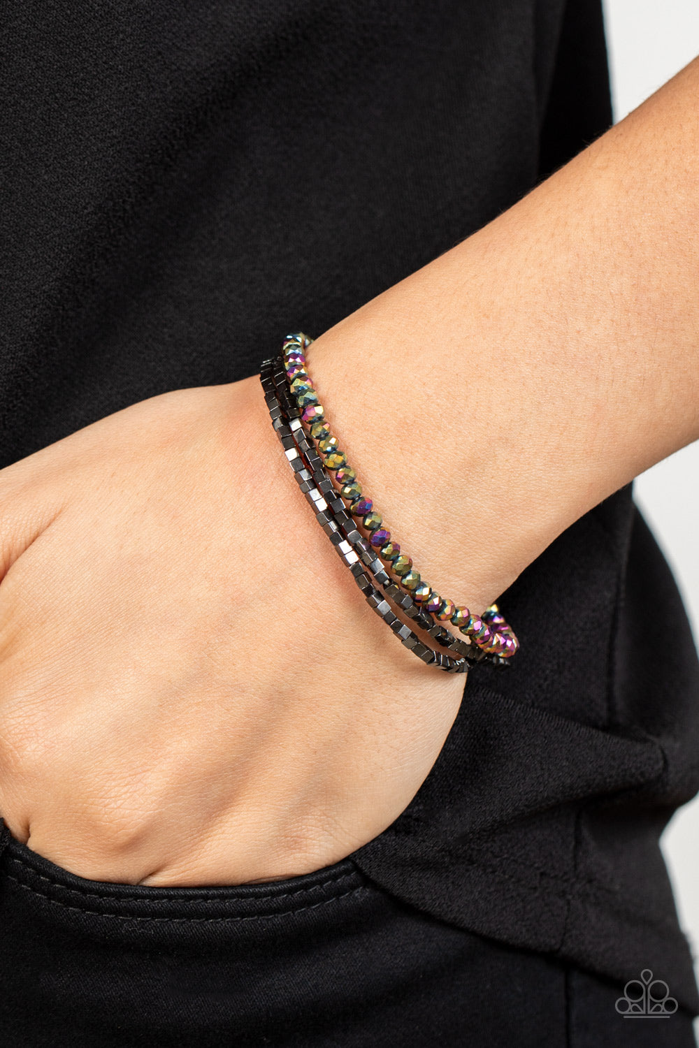 Just a Spritz - Multi Oil Spill & Hematite Bracelet