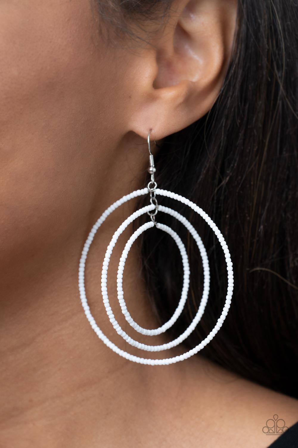 Colorfully Circulating - White Earrings