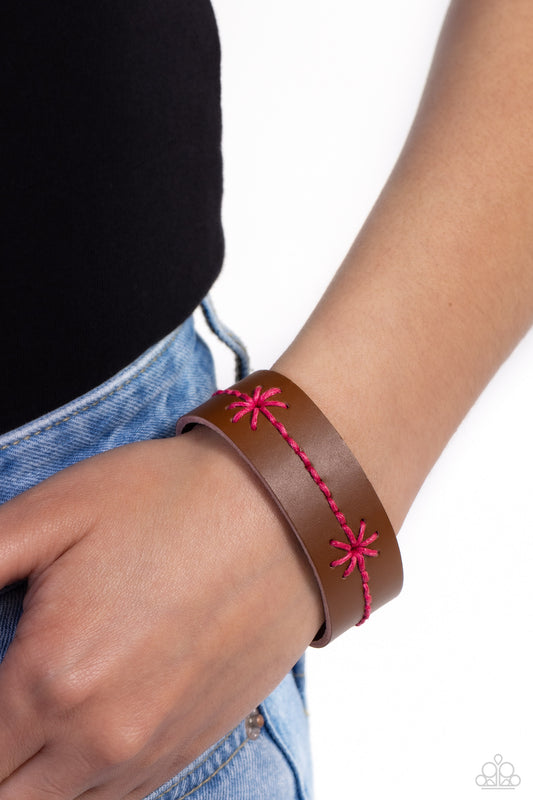 Cross-Stitched Gardens - Pink Bracelet