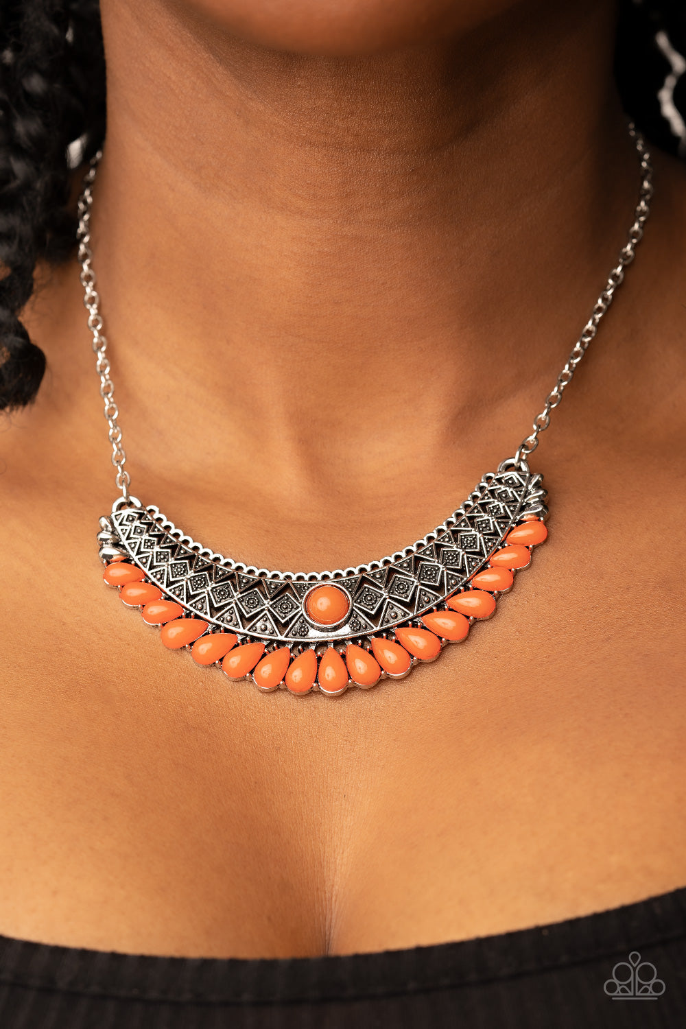 Abundantly Aztec - Orange Necklace