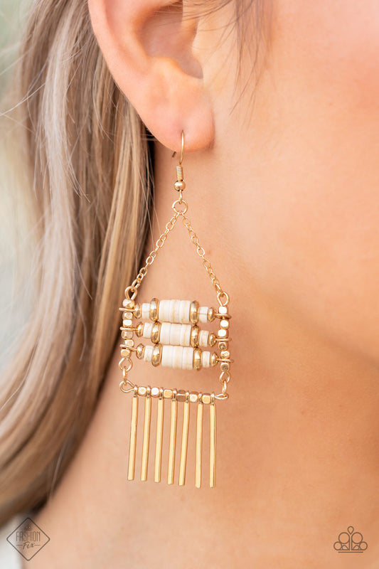 Tribal Tapestry - Gold Earrings -  Fashion Fix March 2022