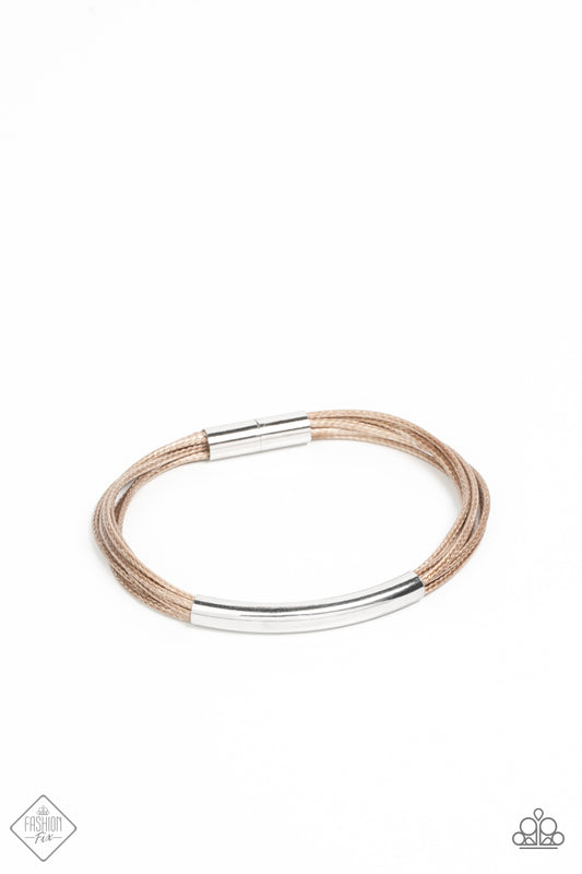 Modern Harmony - Brown Cord Magnetic Bracelet - Fashion Fix December 2021