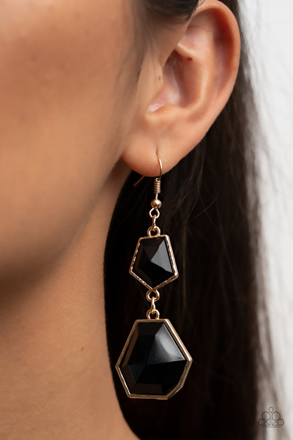 Rio Relic - Black set in Gold Earrings