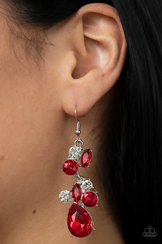 Rhinestone Reveler - Red Earring