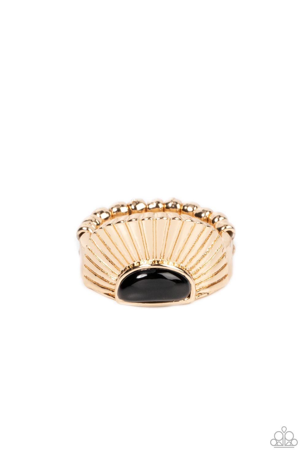 Fabulously FAN-tabulous - Gold Ring with Black Bead