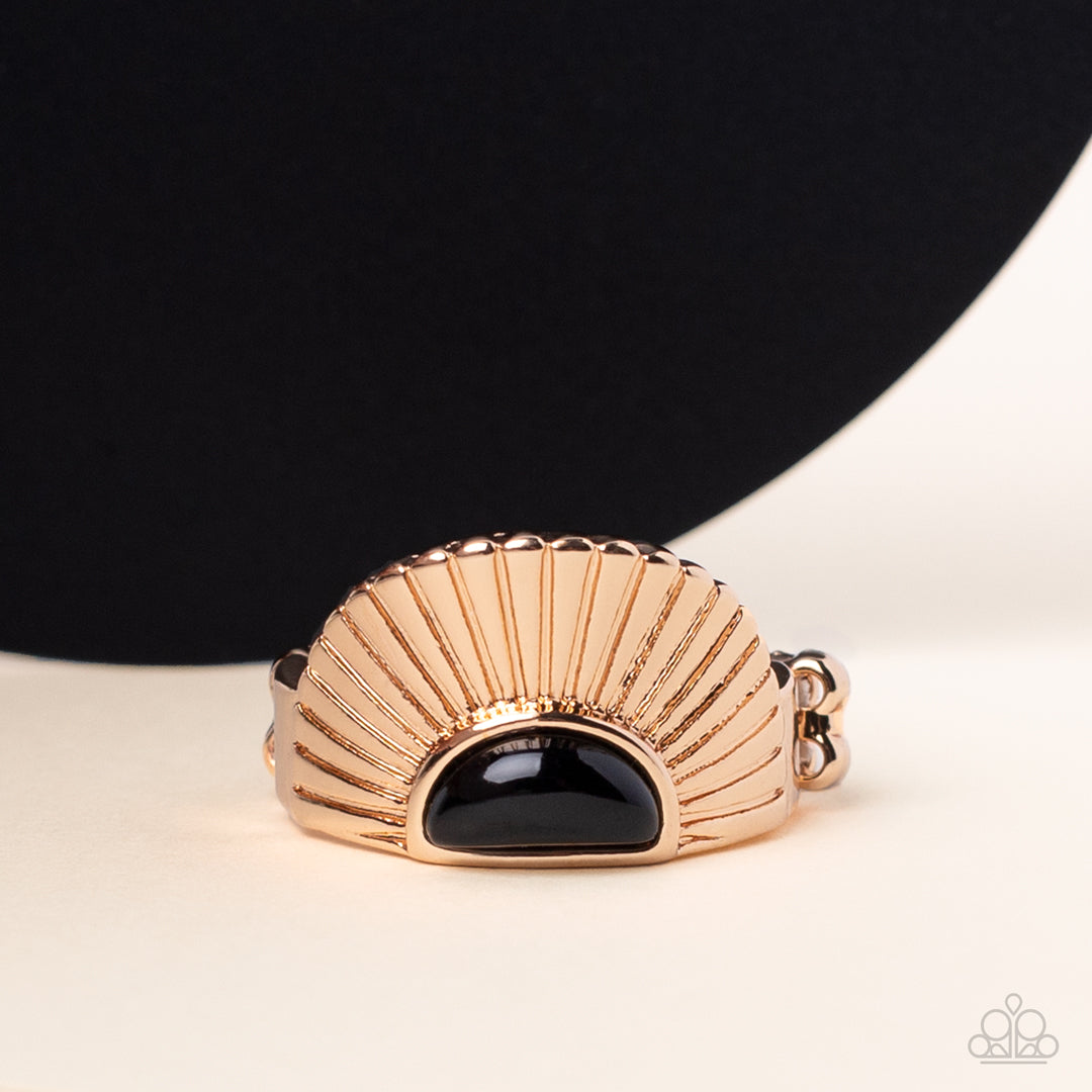 Fabulously FAN-tabulous - Gold Ring with Black Bead