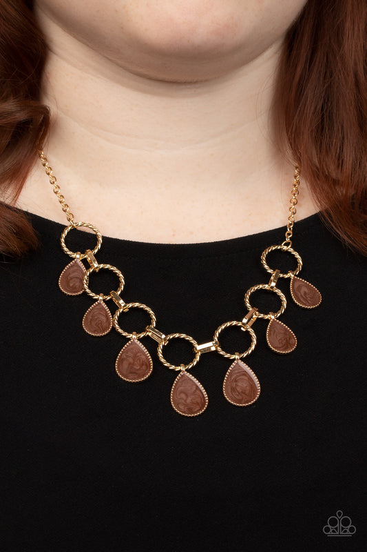 Golden Glimmer - Brown Necklace