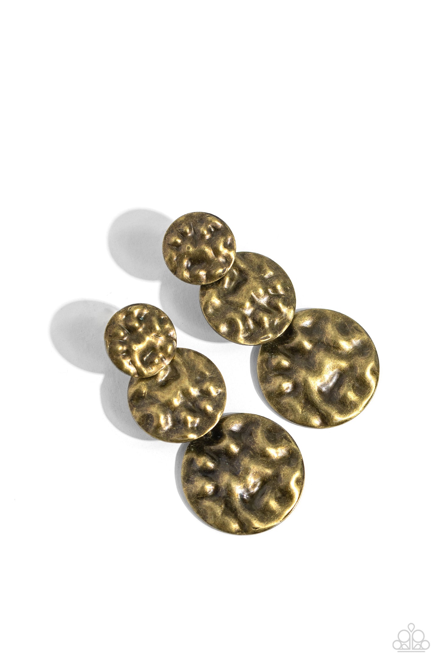 Triple Threat Texture - Brass Earring