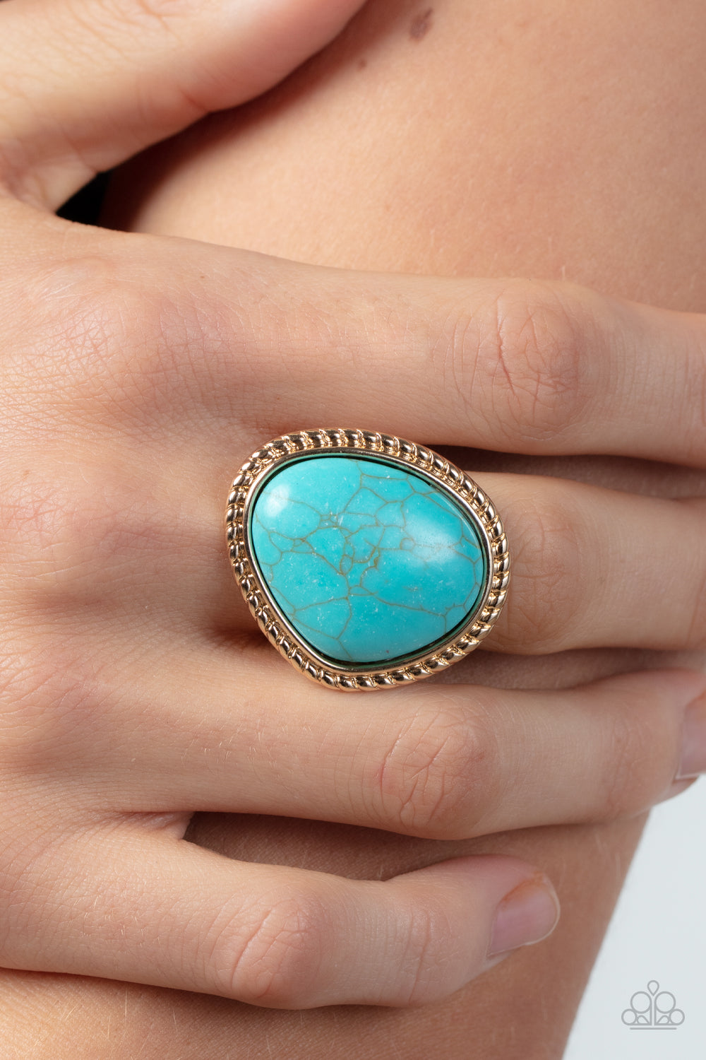 Take the High RODEO - Turquoise Blue Set In Gold Ring