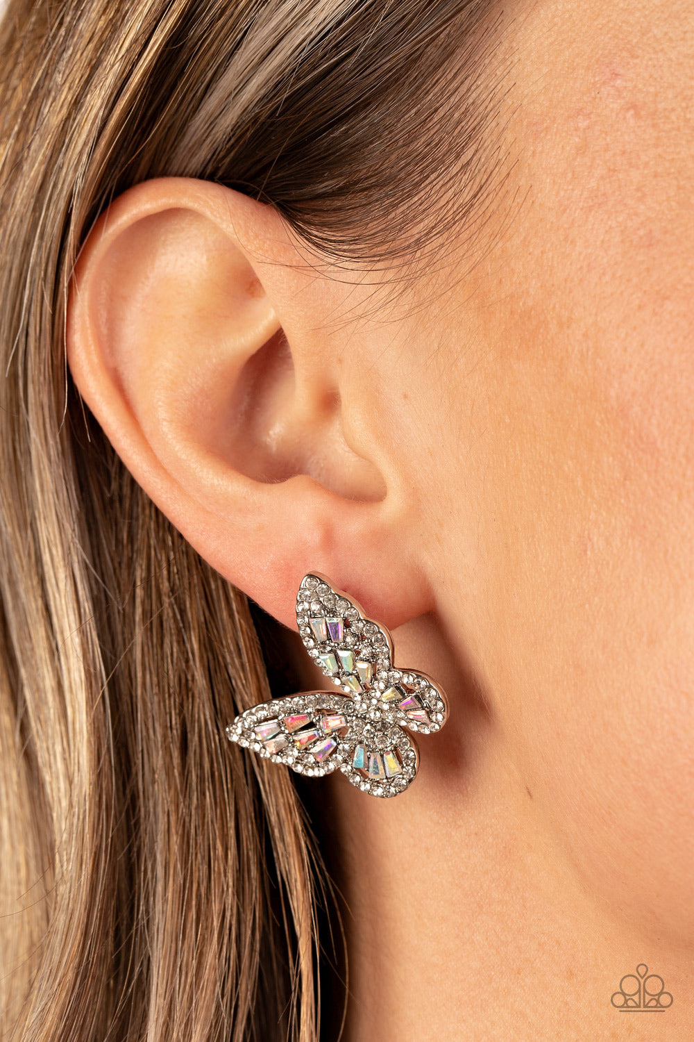 Smooth Like FLUTTER - Multi Iridescent Butterfly Earring