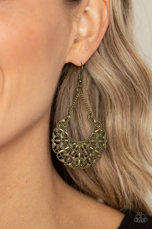 Country Cornucopia - Brass Earring