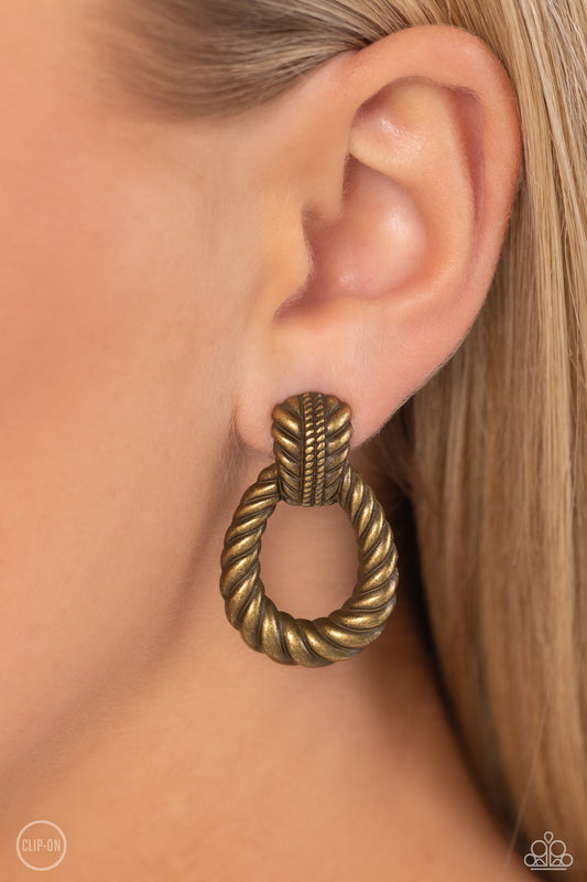 Roping Rodeo - Brass Earring