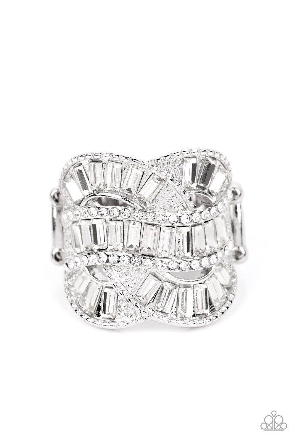 Six-Figure Flex - White Ring - October 2022 Life of the Party - Stacie's Bling Shop