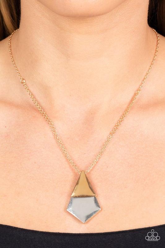 Posh Pyramid - Gold Necklace