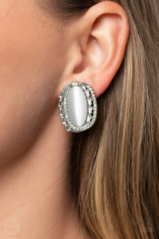 Shimmery Statement - White Earring