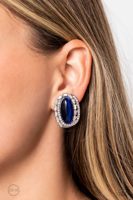 Shimmery Statement - Blue Earring