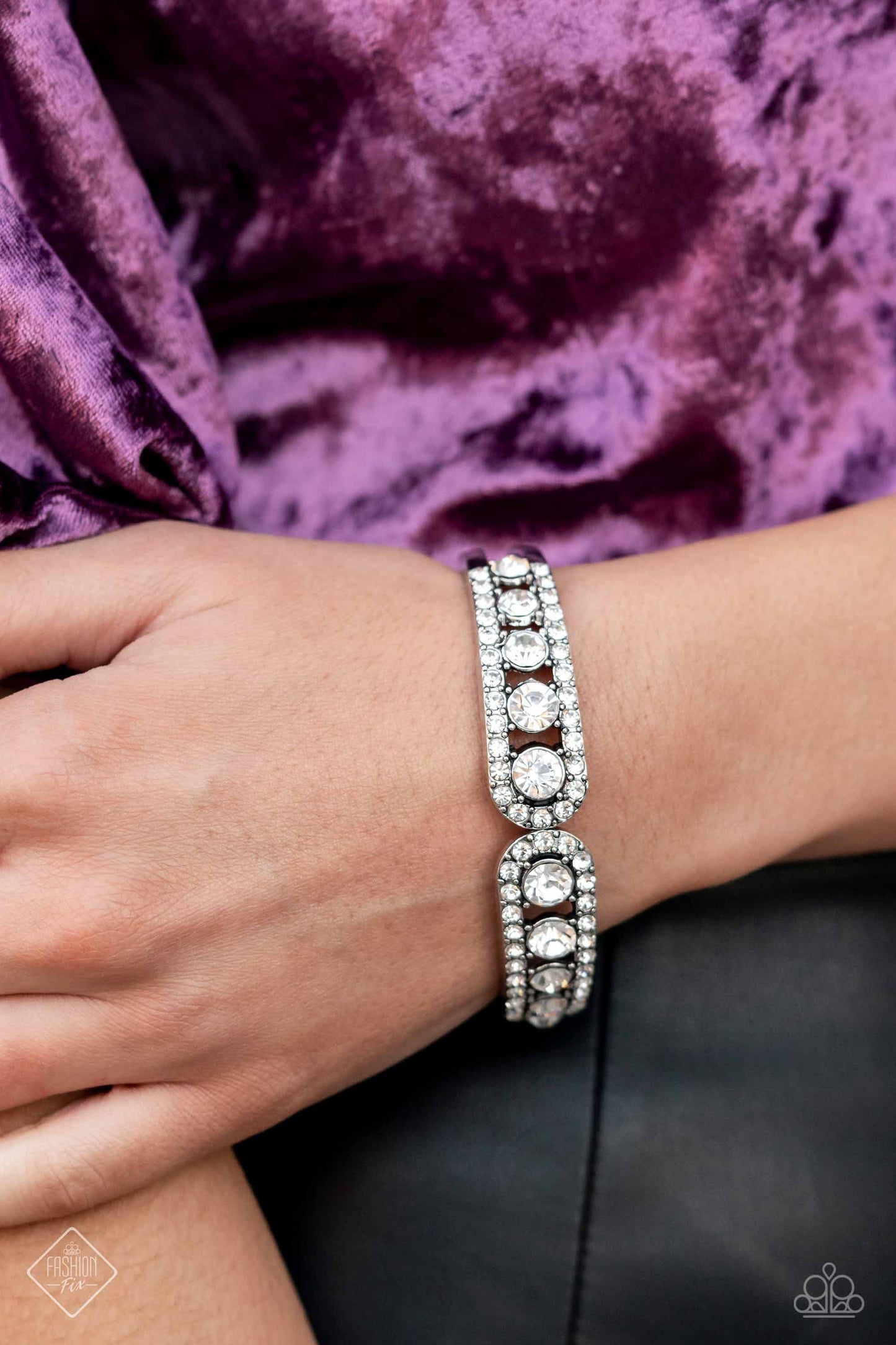 Spellbinding Splendor - White Hinge Bracelet - Fashion Fix January 2023