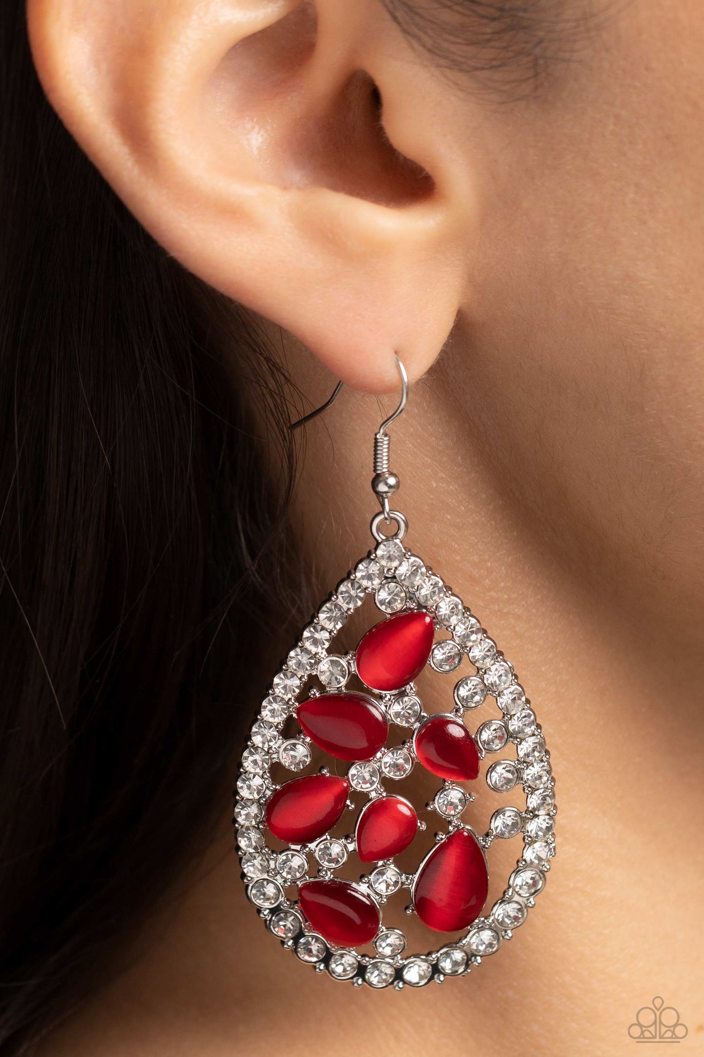 Cats Eye Class - Red Earring