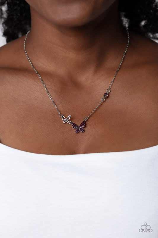 Can't BUTTERFLY Me Love - Purple Necklace