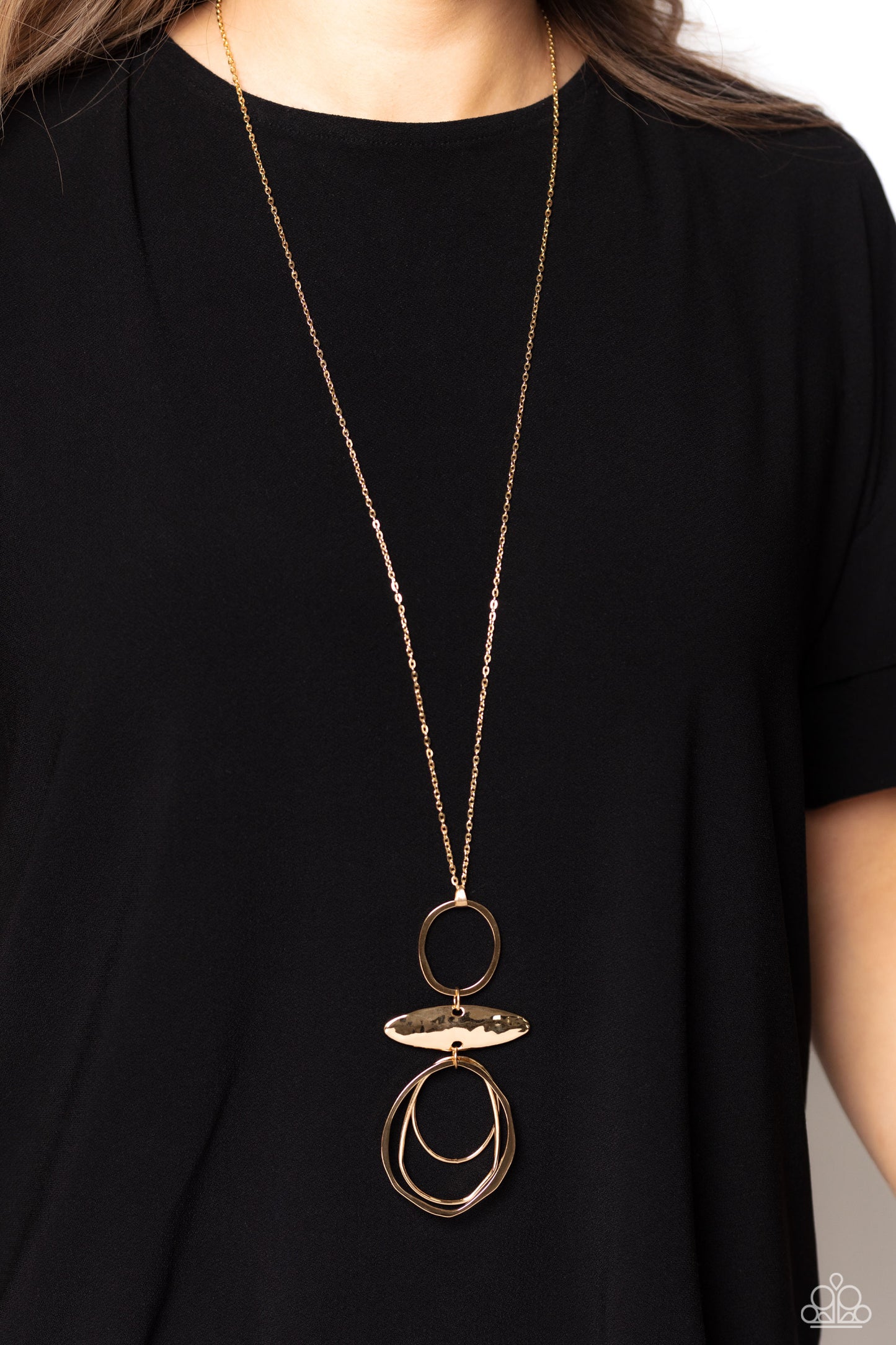 Oblong Obligato - Gold Necklace