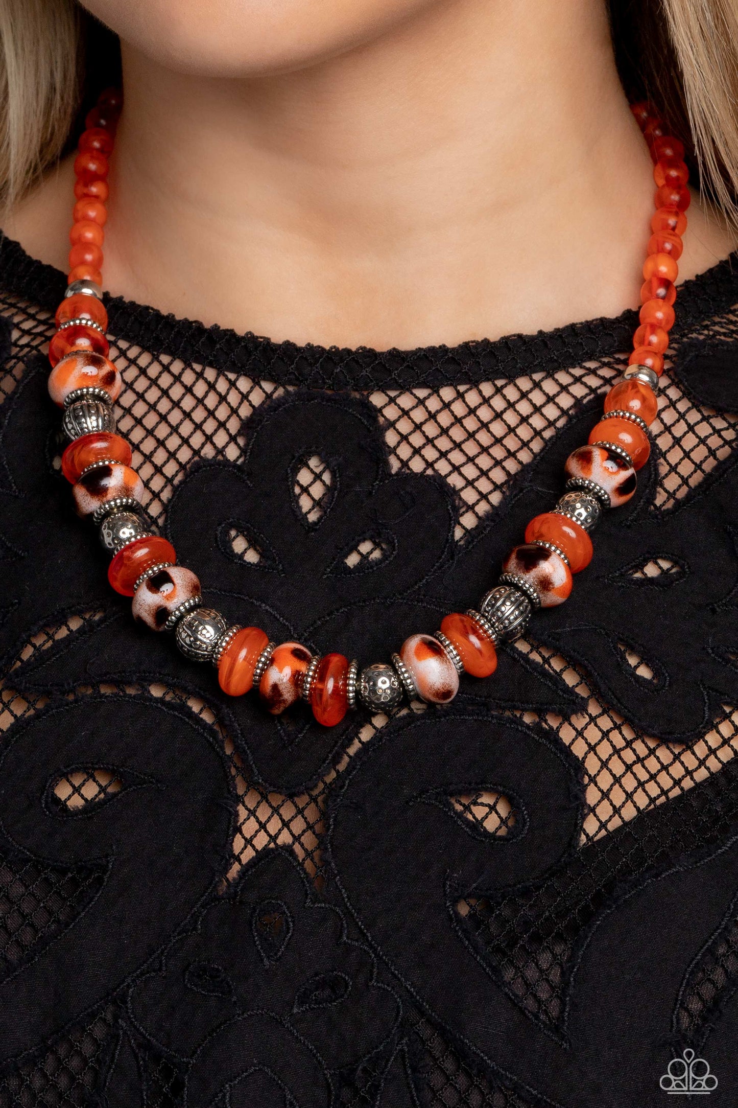 Warped Whimsicality - Orange Necklace