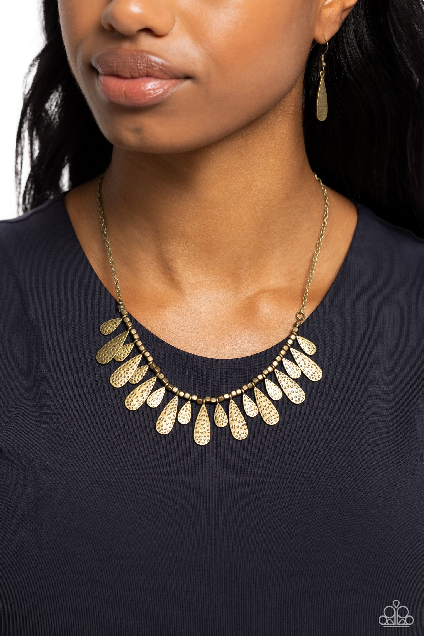 Compelling Confetti - Brass Necklace