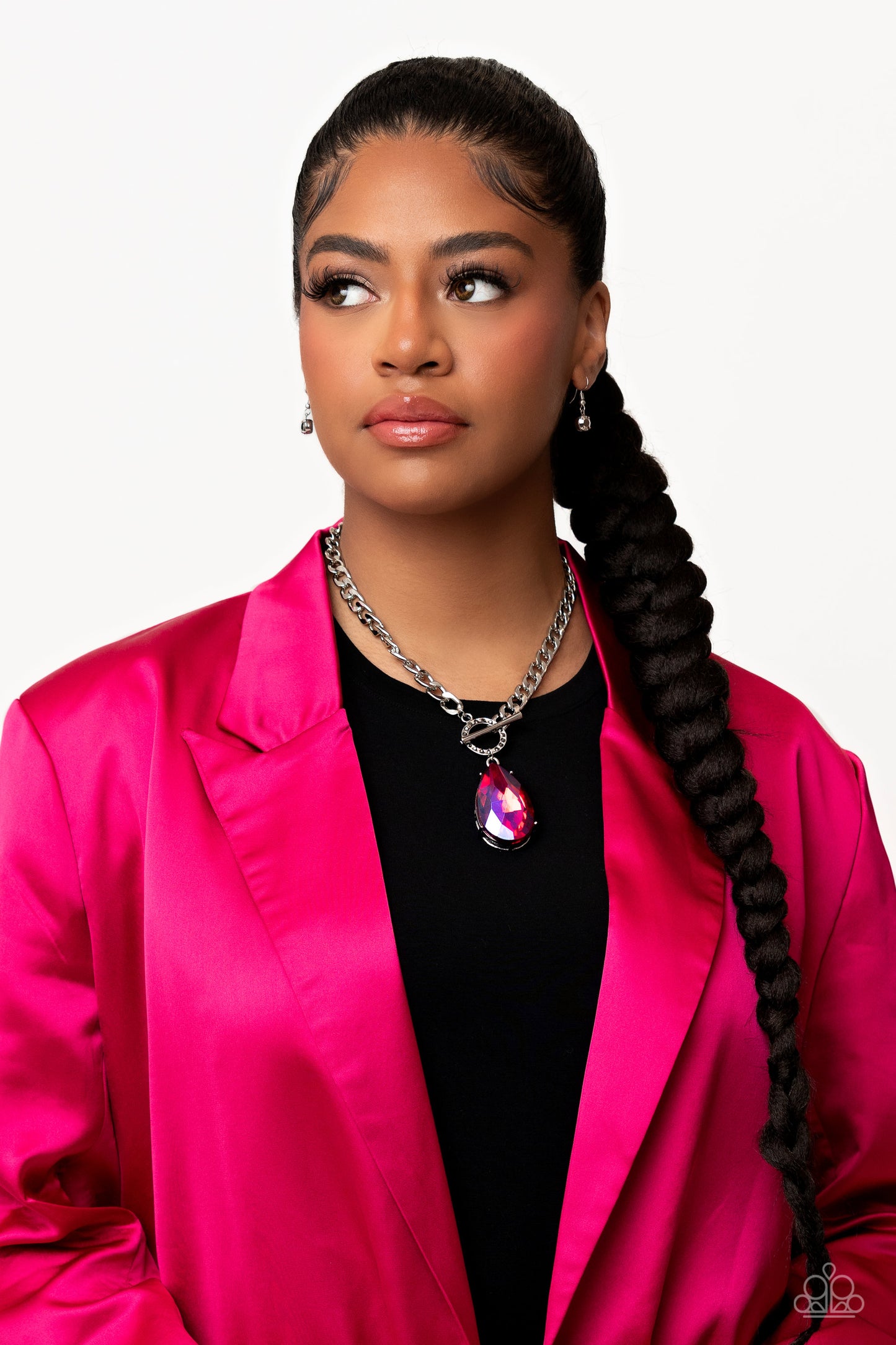 Edgy Exaggeration - Pink UV Shimmer Necklace - Life of the Party - May 2023