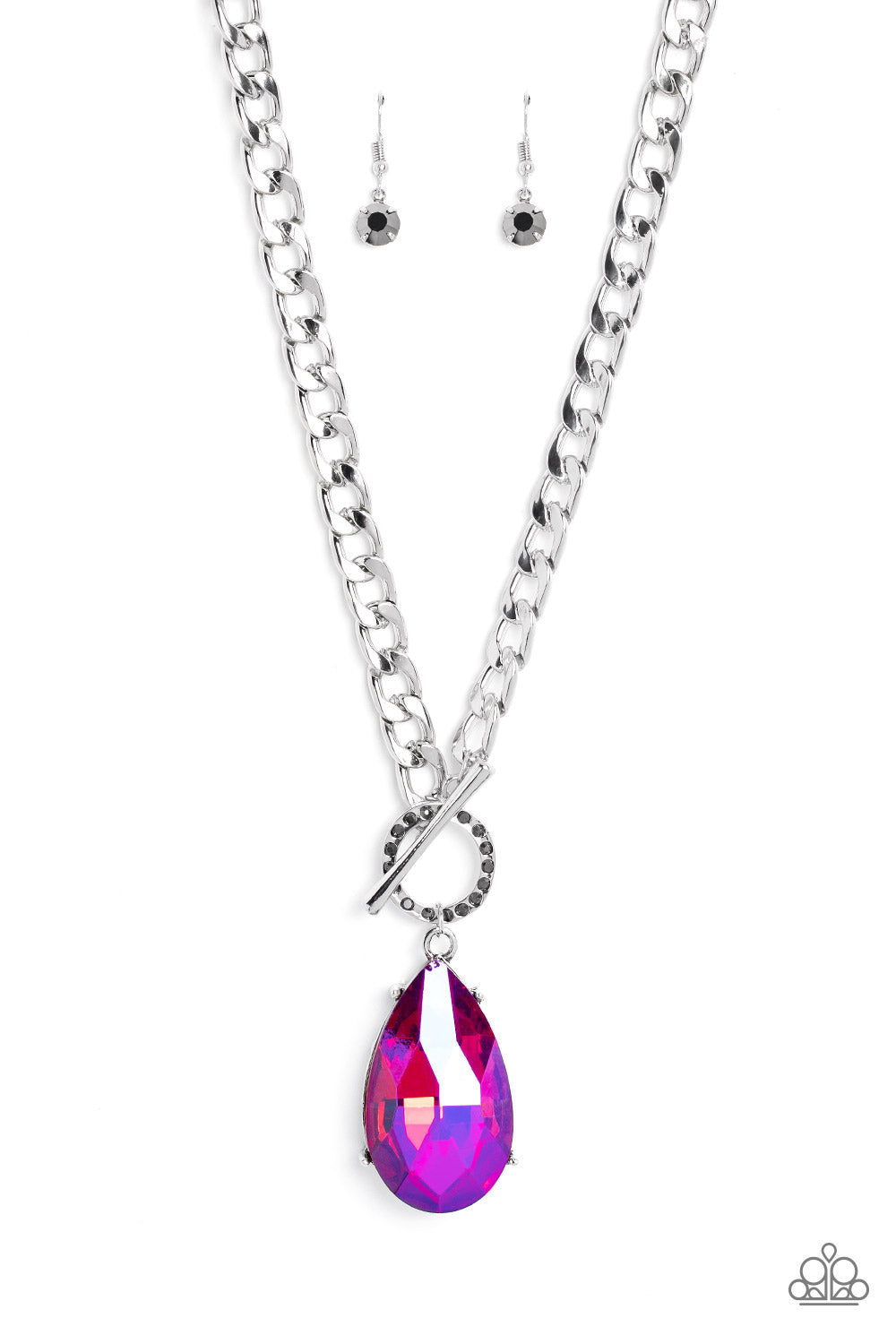 Edgy Exaggeration - Pink UV Shimmer Necklace - Life of the Party - May 2023