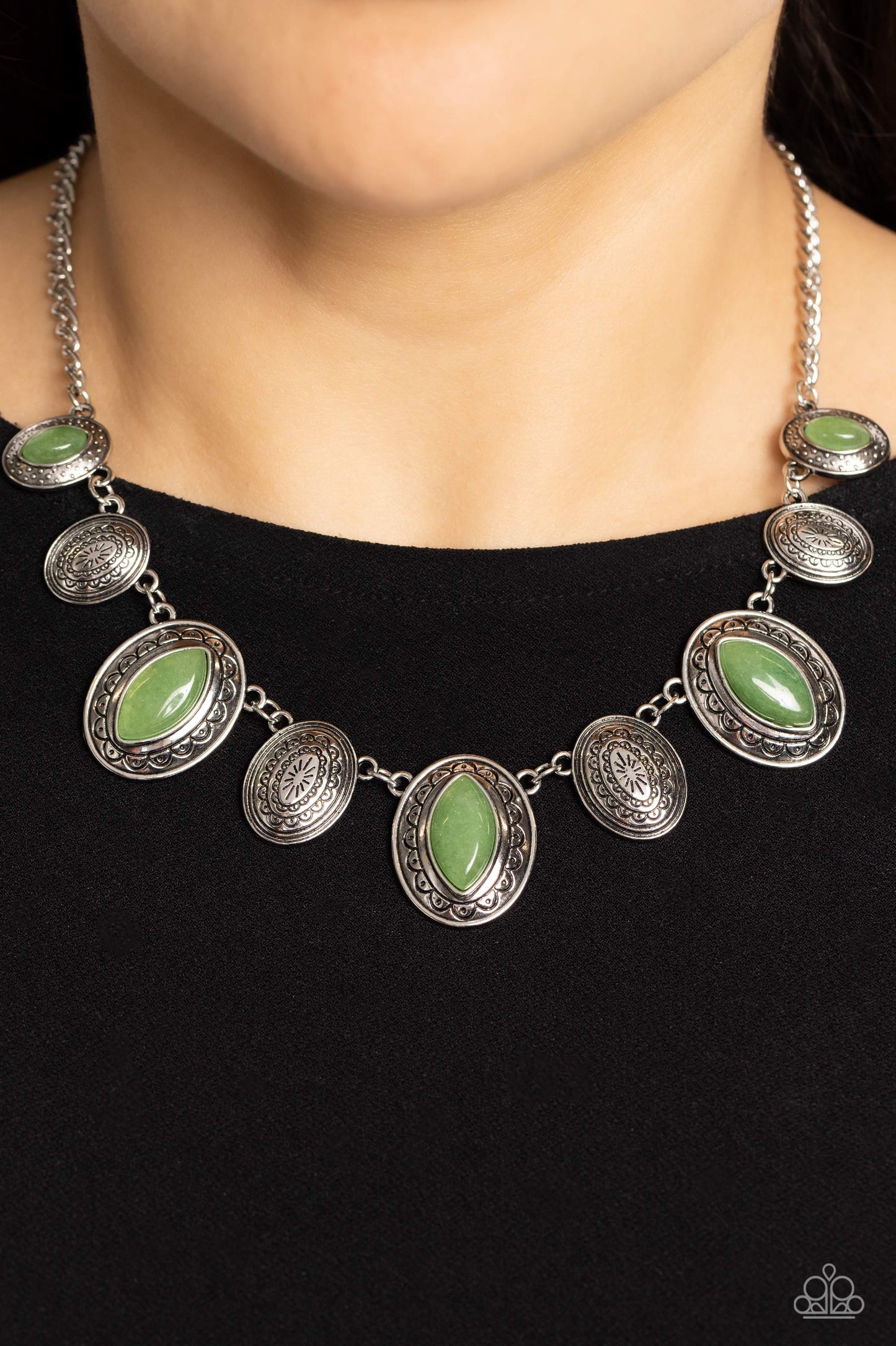 Textured Trailblazer - Green Necklace