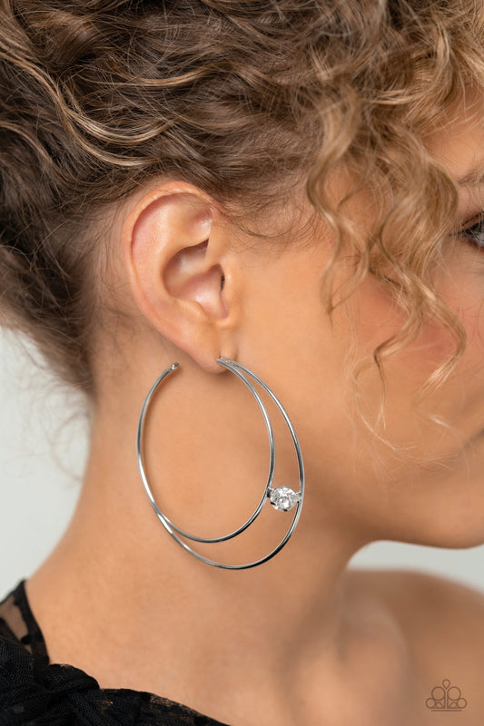 Theater HOOP - White Earring