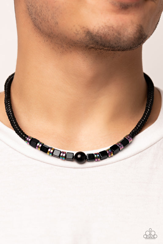 Oil Spill Orbit - Black Necklace