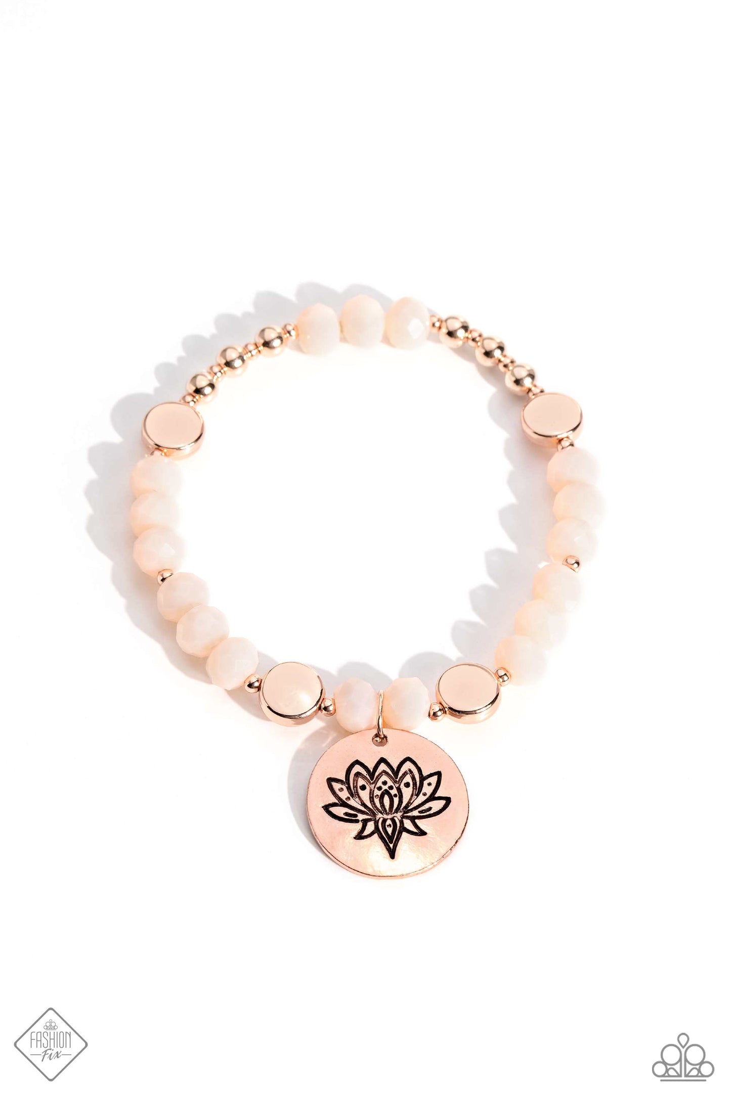 Leisurely Lotus - Rose Gold Stretchy Bracelet - Fashion Fix June 2023