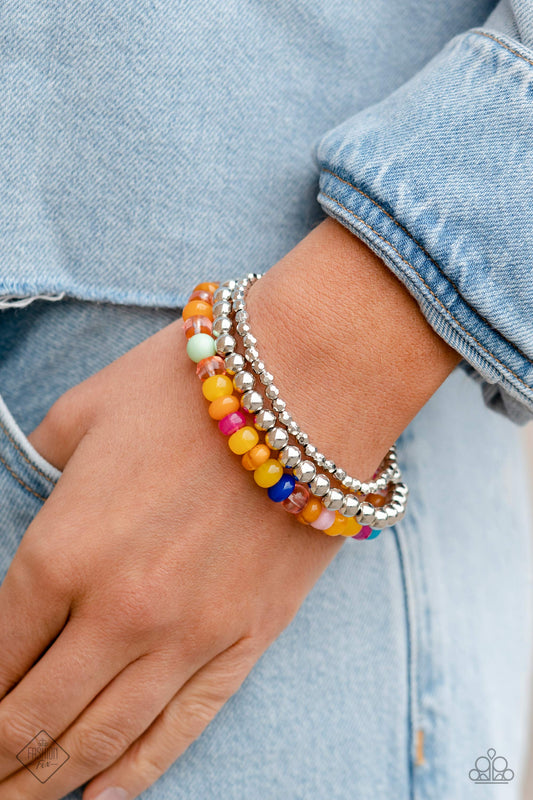 Standout Sensation - Multi Stretchy Bracelet - Fashion Fix June 2023