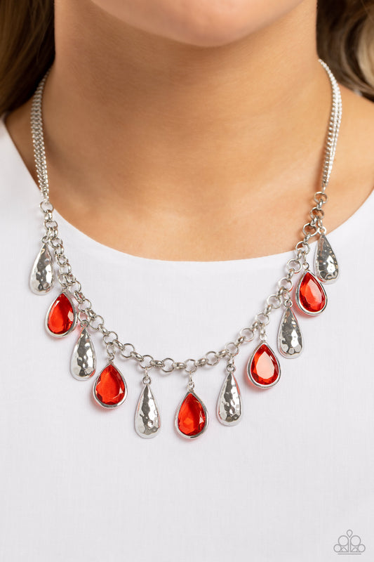 Teardrop Timbre - Red Necklace