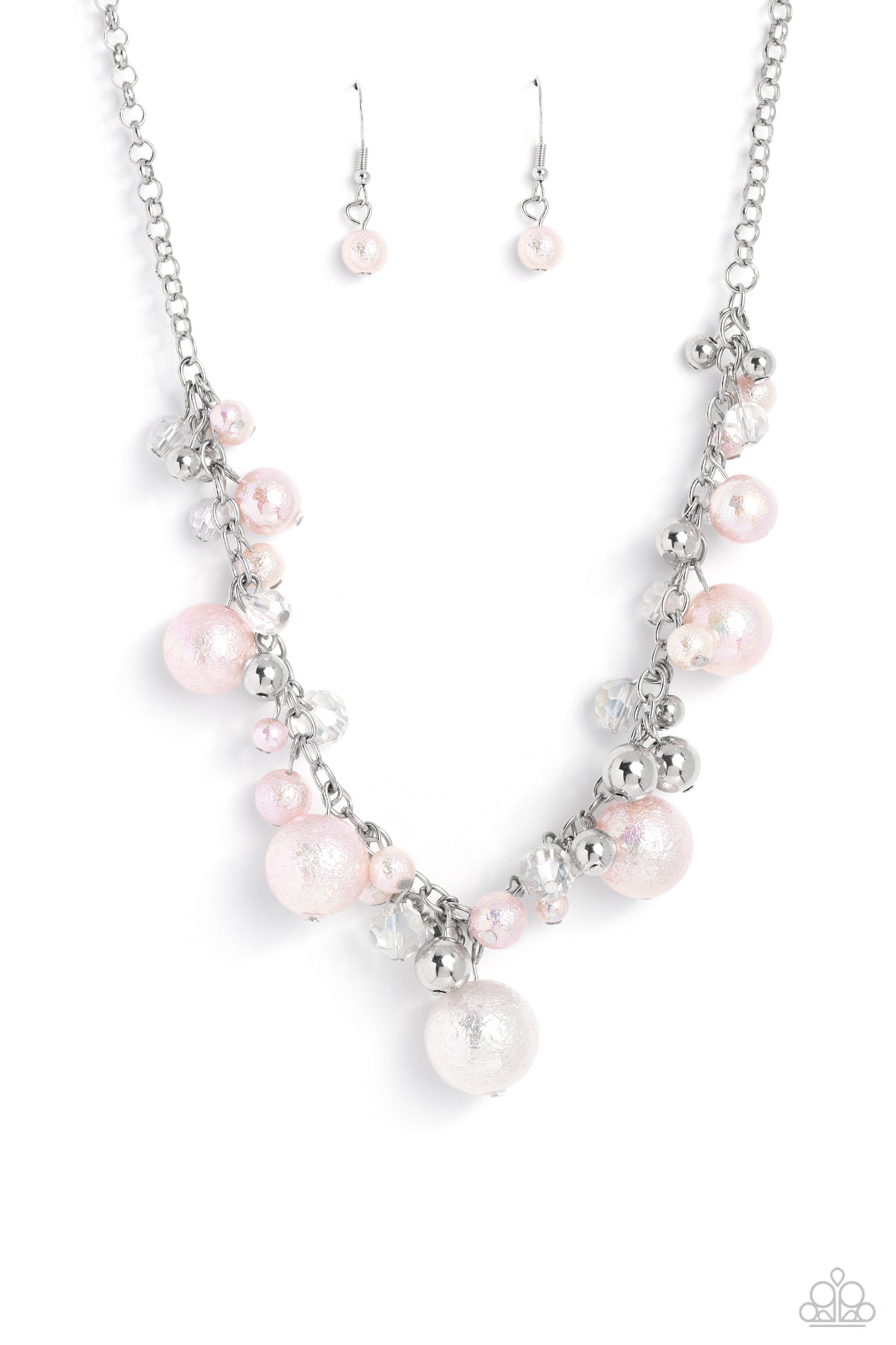 Scratched Shimmer - Pink Necklace Necklace